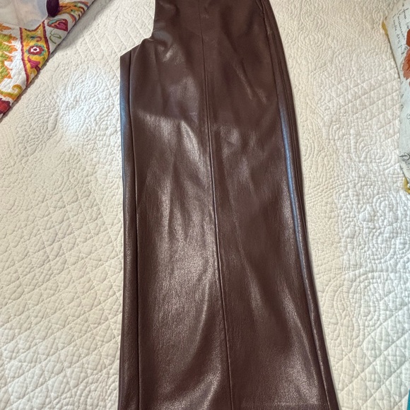 Chico's Faux Brown Leather Crop pants - Picture 2 of 7